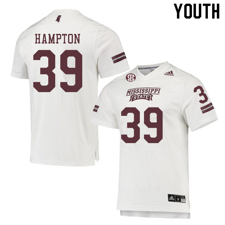 Youth #39 Jay Hampton Mississippi State Bulldogs College Football Jerseys Sale-White - Click Image to Close